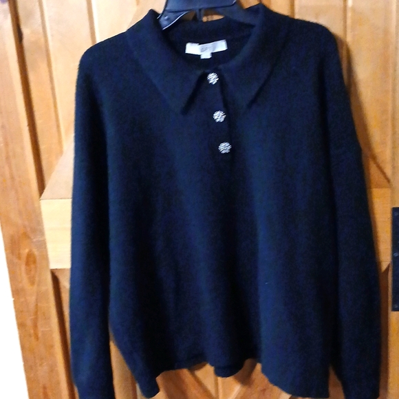 Loft Womens Jeweled Button Polo Sweater.. XL - Picture 2 of 8